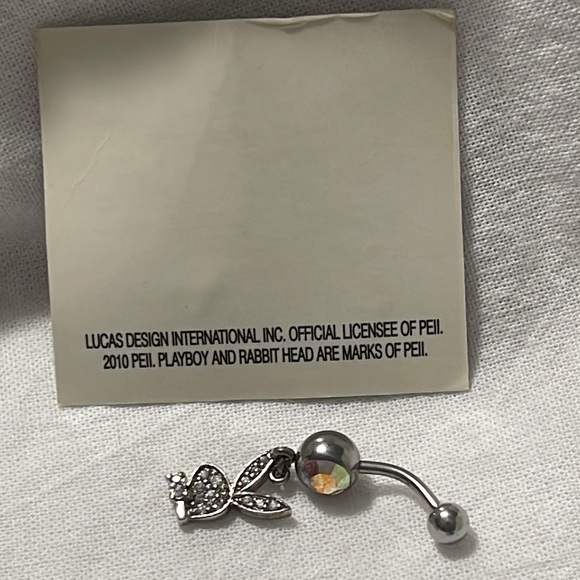 PLAYBOY Navel Ring Clear Rhinestones Silver, 14G, 316L - Item# B09389424 - Picture 14 of 17